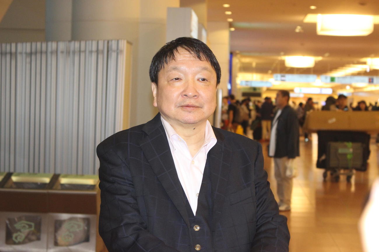米ラスベガスから帰国した大橋ジムの大橋秀行会長（撮影・首藤正徳）