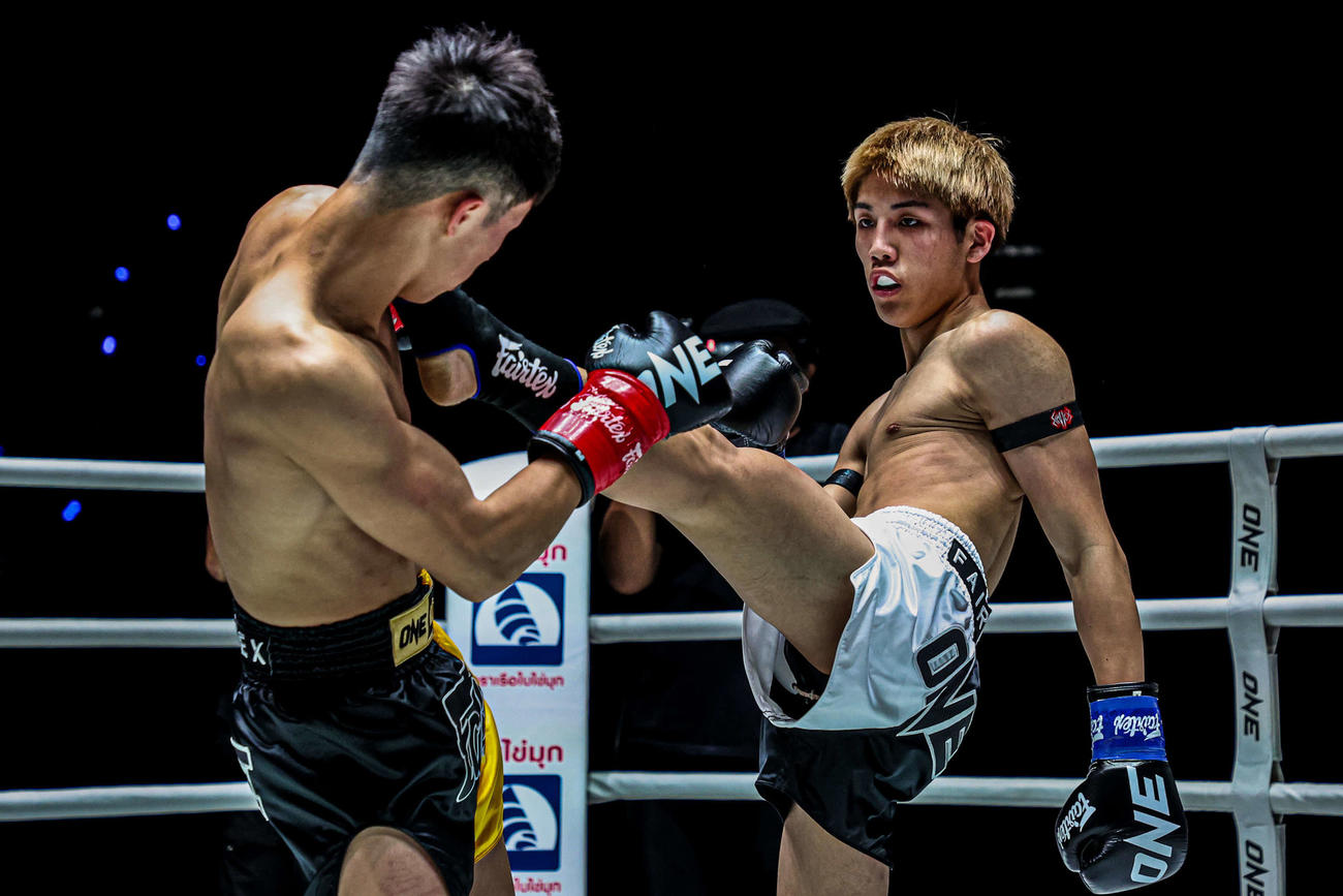 前蹴りを効果的に使って判定勝ちした中嶋愛樹斗（C）ONE Championship