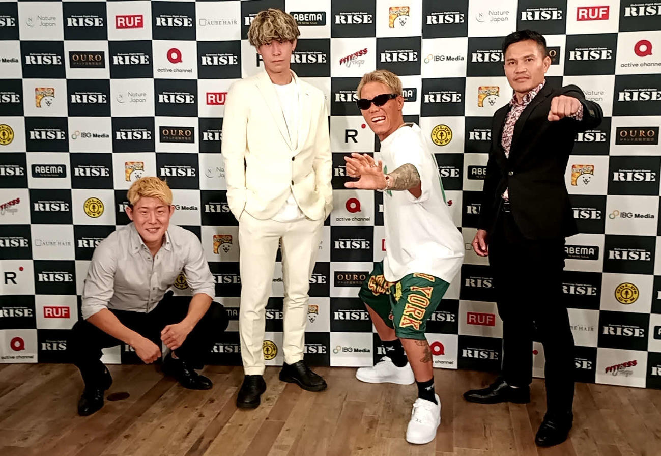 「トーナメントGACHI!!」に出場する（左から）ケースケ、木村“ケルベロス”颯太、山口裕人、スアレック・TEPPEN GYM