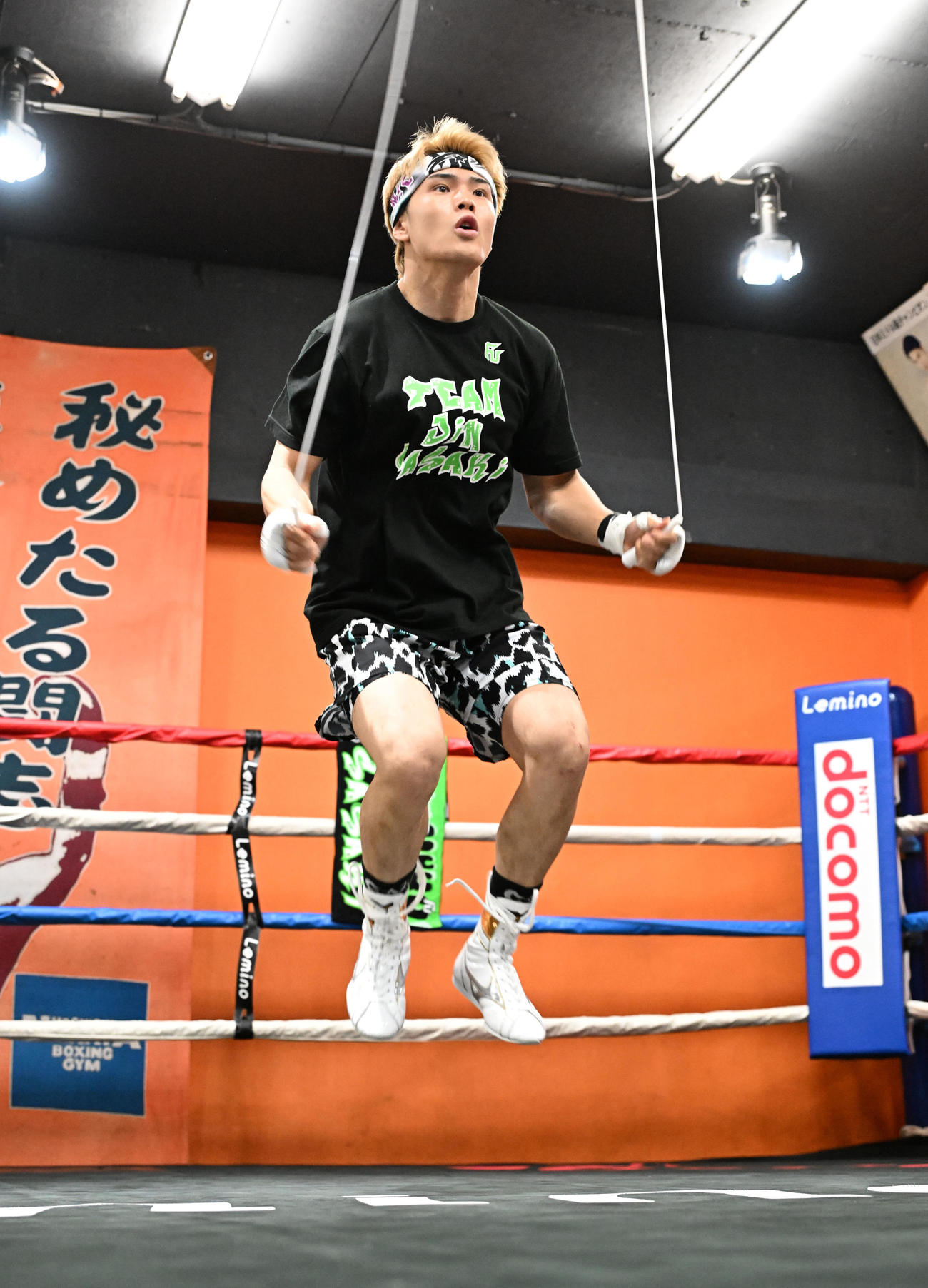 日本人初のウエルター級王者獲得に向け練習を公開した佐々木尽（撮影・千葉一成）