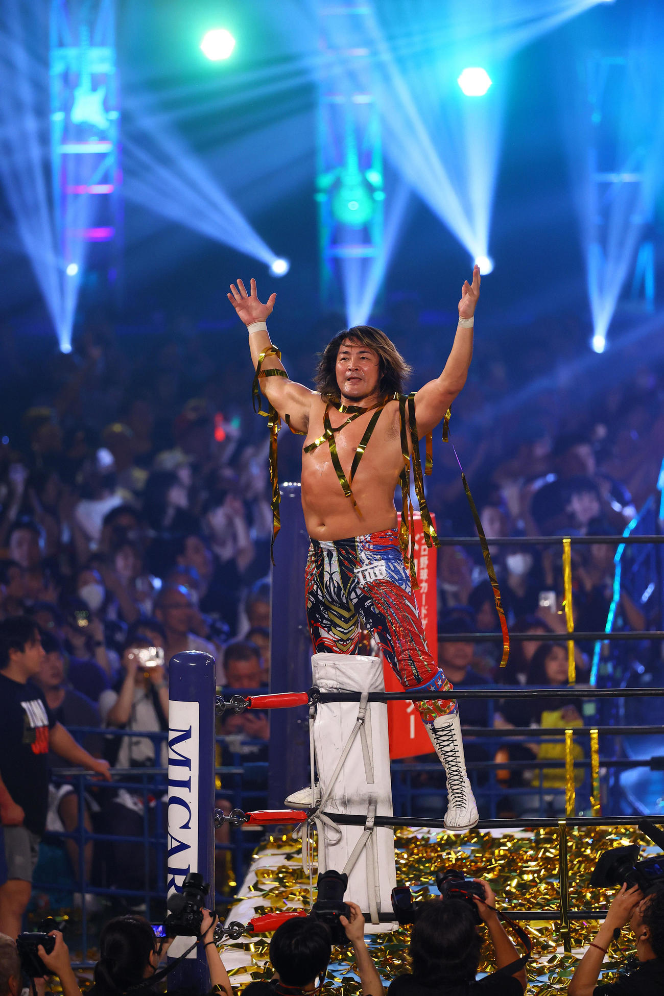 TANAHASHI JAM～至の第8試合メインイベントに勝利した棚橋弘至（撮影・藤尾明華）