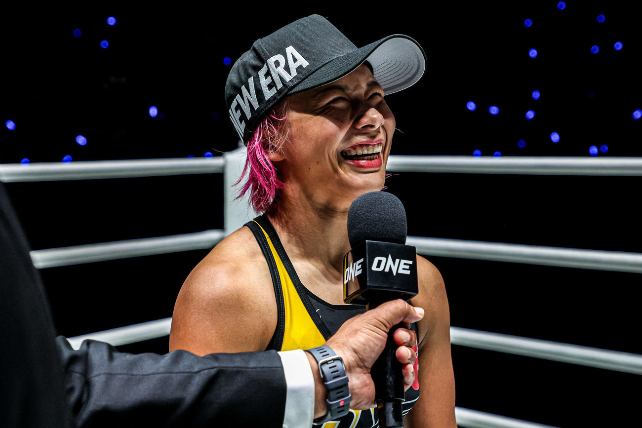 試合後、歓喜の涙を流した三浦彩佳（C）ONE Championship