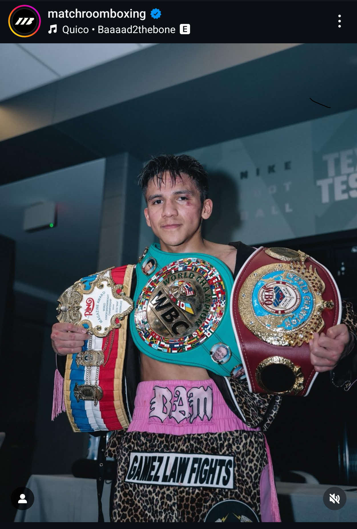 WBC、WBO世界スーパーフライ級統一王者となったジェシー・ロドリゲス（マッチルーム公式インスタグラムから）