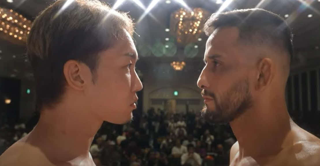 4年ぶりの再戦を翌日に控え、フェイスオフした朝倉未来（左）とクレベル・コイケ（RIZIN公式YouTubeから）