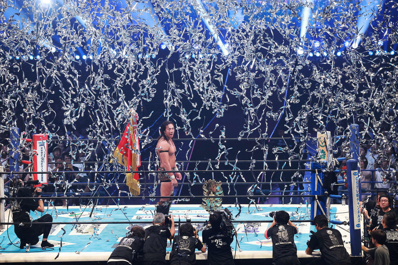 G1クライマックス35で優勝した竹下（撮影・中島郁夫）