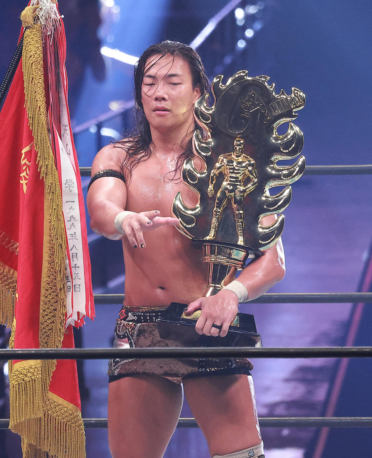 G1クライマックス35で優勝した竹下（撮影・中島郁夫）