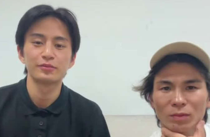 インスタライブを行った松山勇汰（左）とレオナ・ペタス（レオナ・ペタスのインスタグラムから）