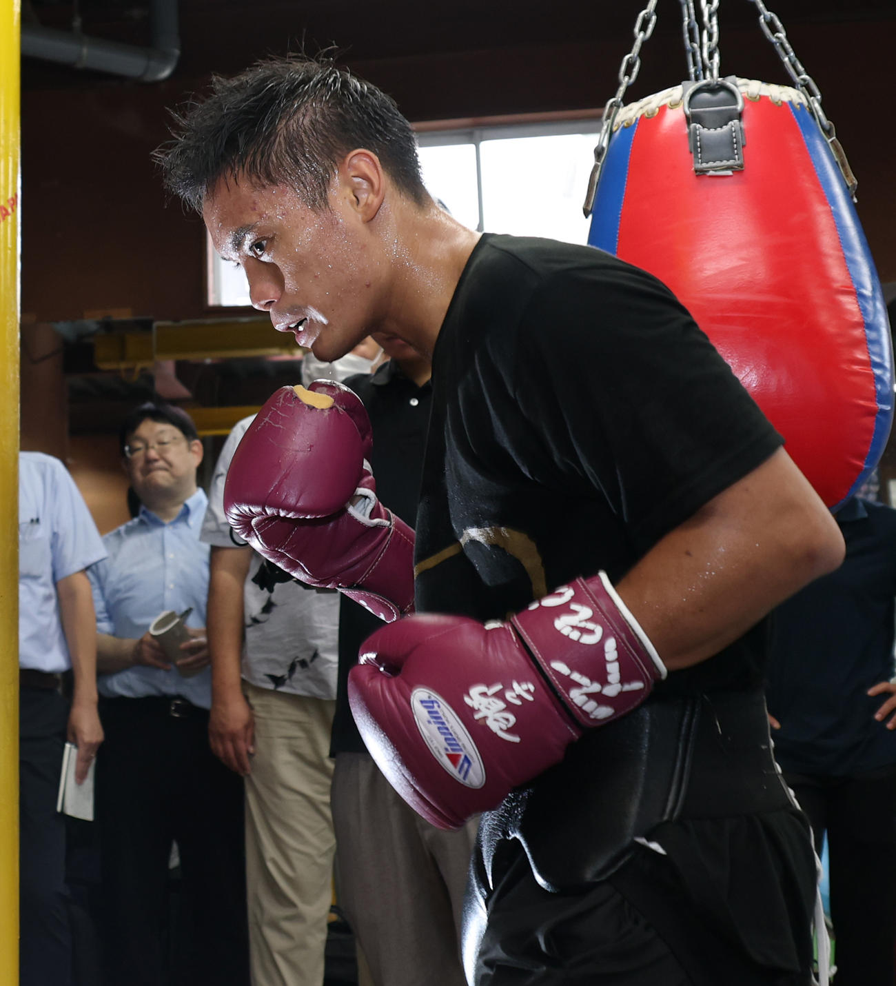 公開練習を行う高田（撮影・中島郁夫）