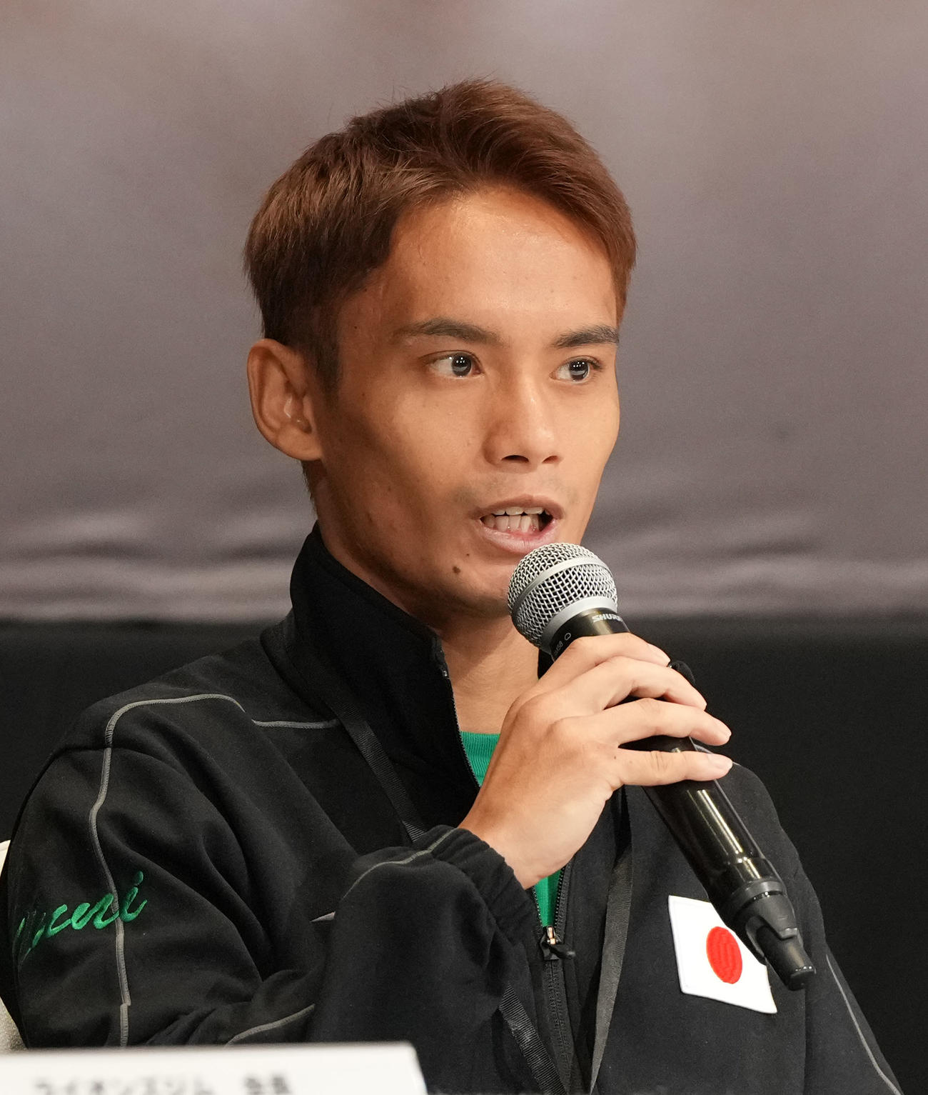 世界戦に向け会見する高田（撮影・森本幸一）