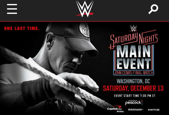 WWEが発表したジョン・シナ引退ラストマッチのPR画像（WWE公式サイトから）
