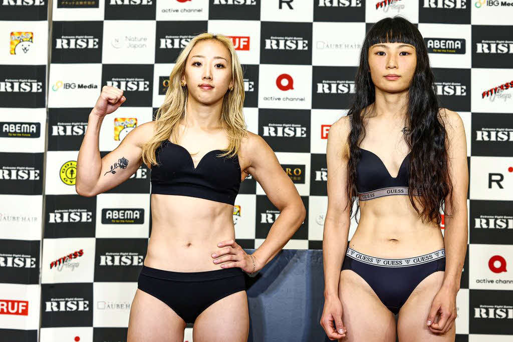 計量をクリアした宮本芽依と1.2キロ超過のコ・ユナ（右）