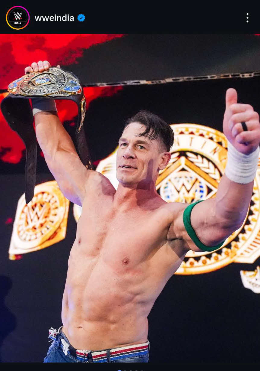 引退直前にWWEインターコンチネンタル王座を獲得したジョン・シナ（WWEインド公式インスタグラムから）