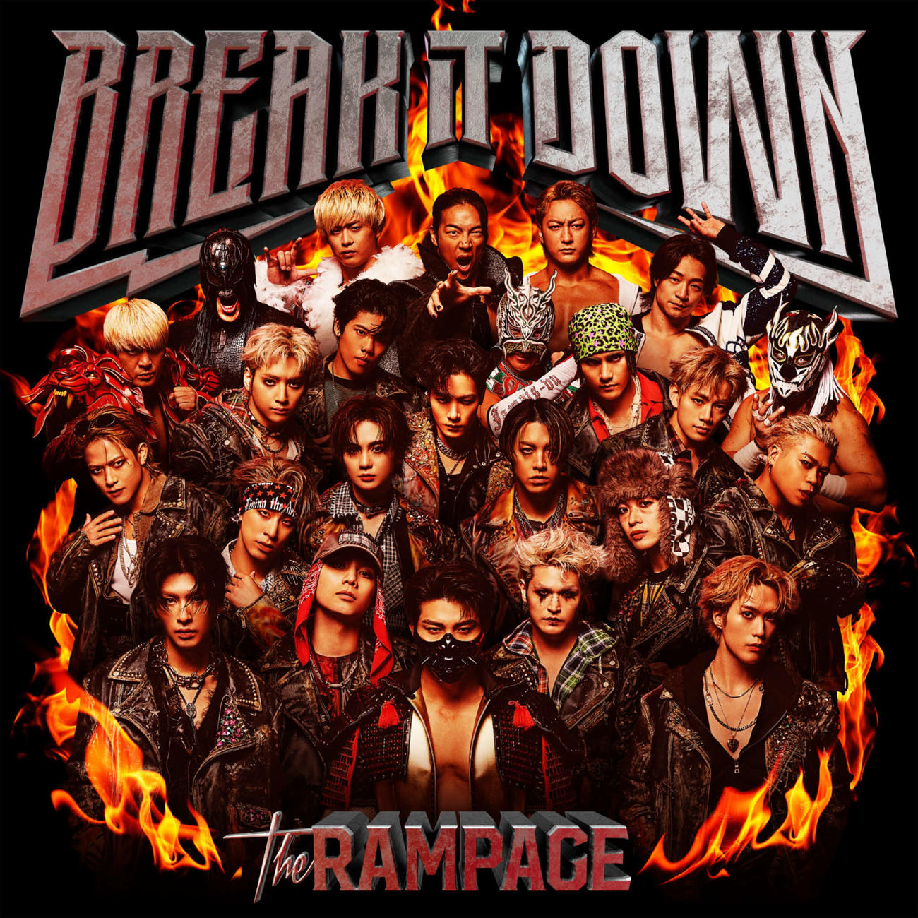 THE RAMPAGEの新曲ジャケットに武知海青とともに8人のプロレスラーが登場した（THE RAMPAGE公式Xから）