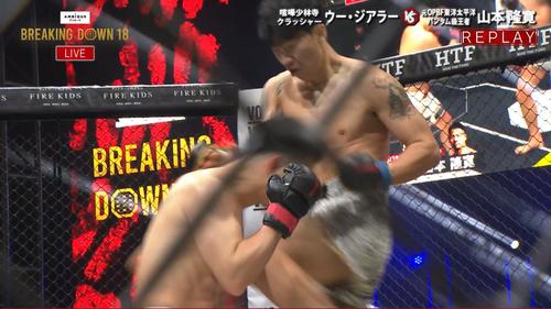 膝蹴りを見舞うウー・ジアラー