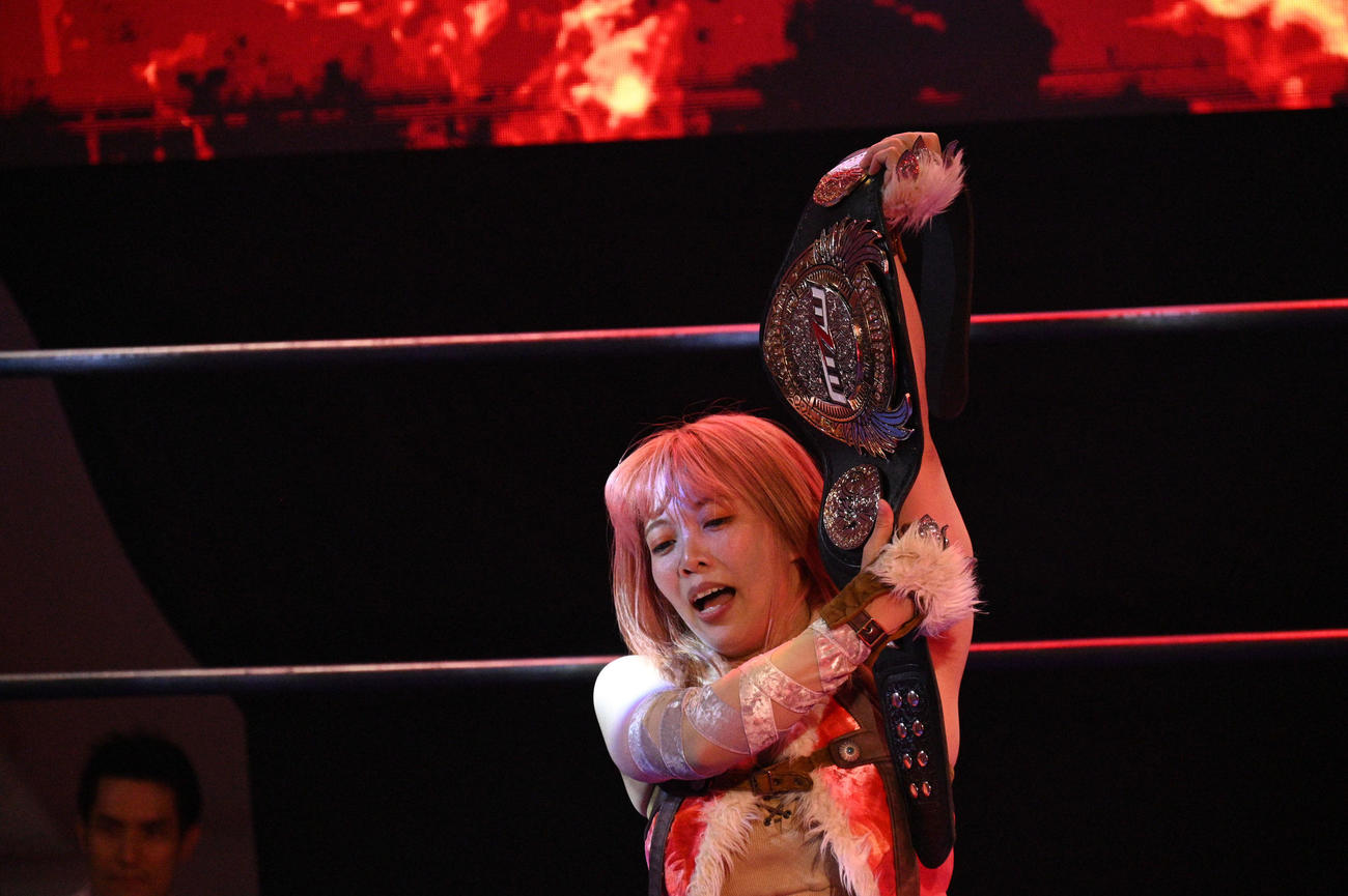 6度目の防衛を果たした中島翔子（C）東京女子プロレス