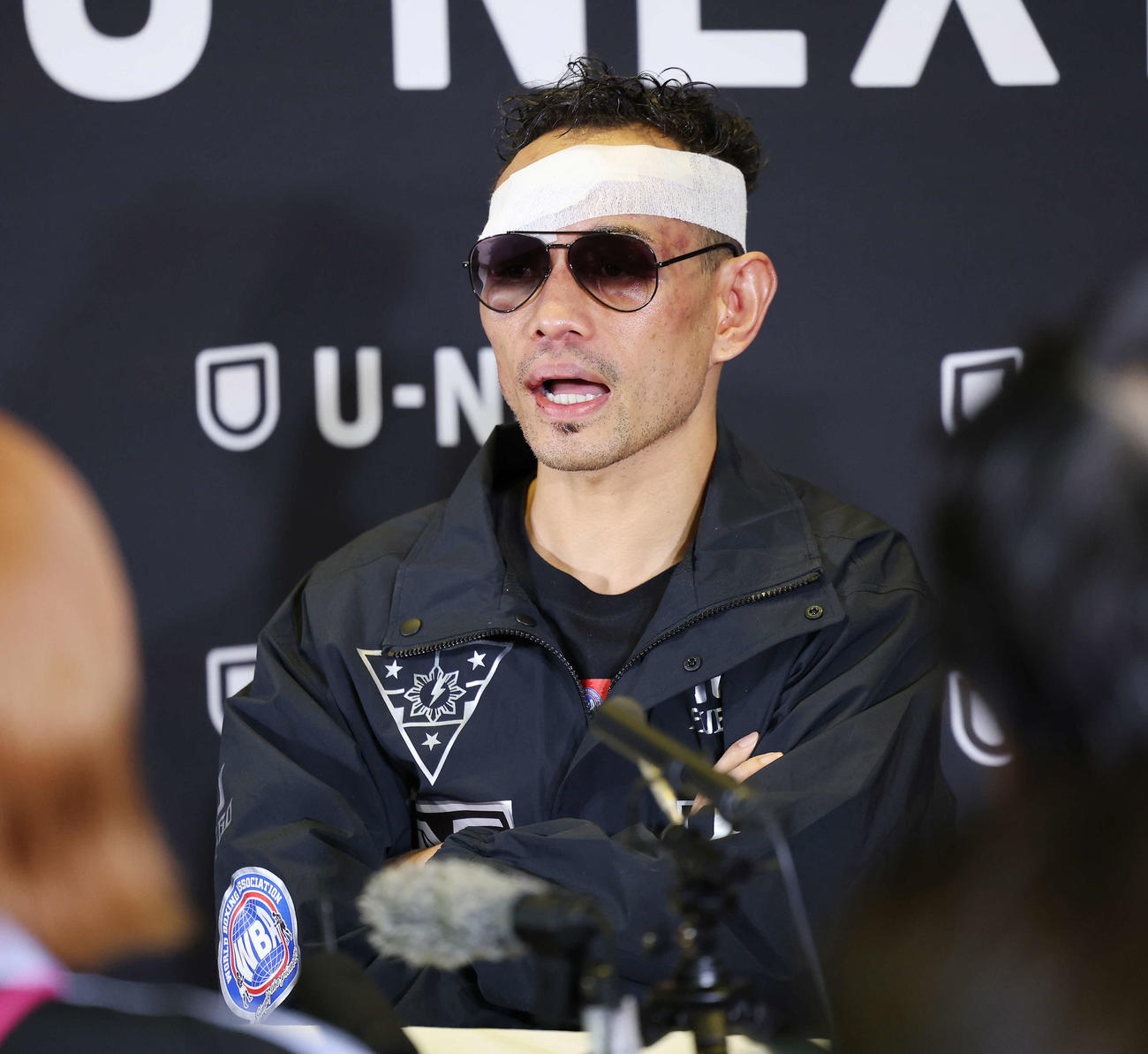 試合後、会見に臨むドネア（撮影・宮地輝）