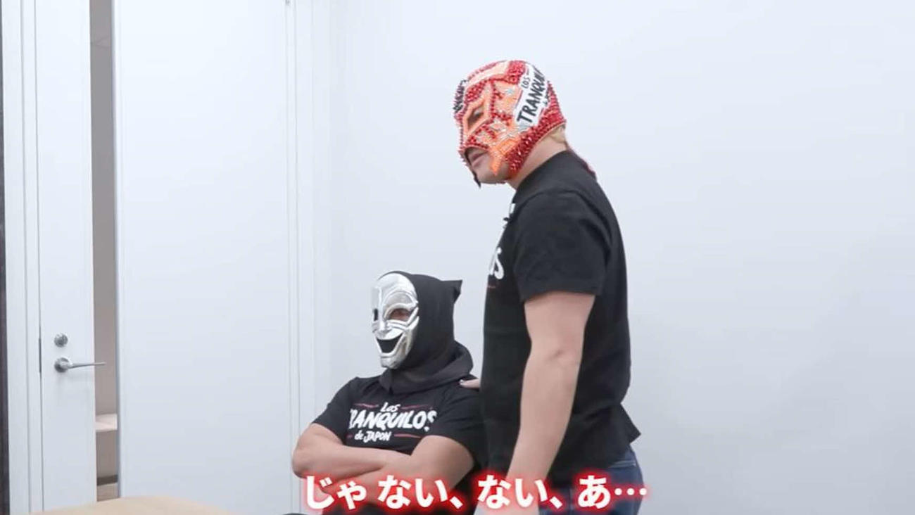 思わず「ない」と言ってしまうBUSHI（右）（プロレスリング・ノア公式YouTubeから）