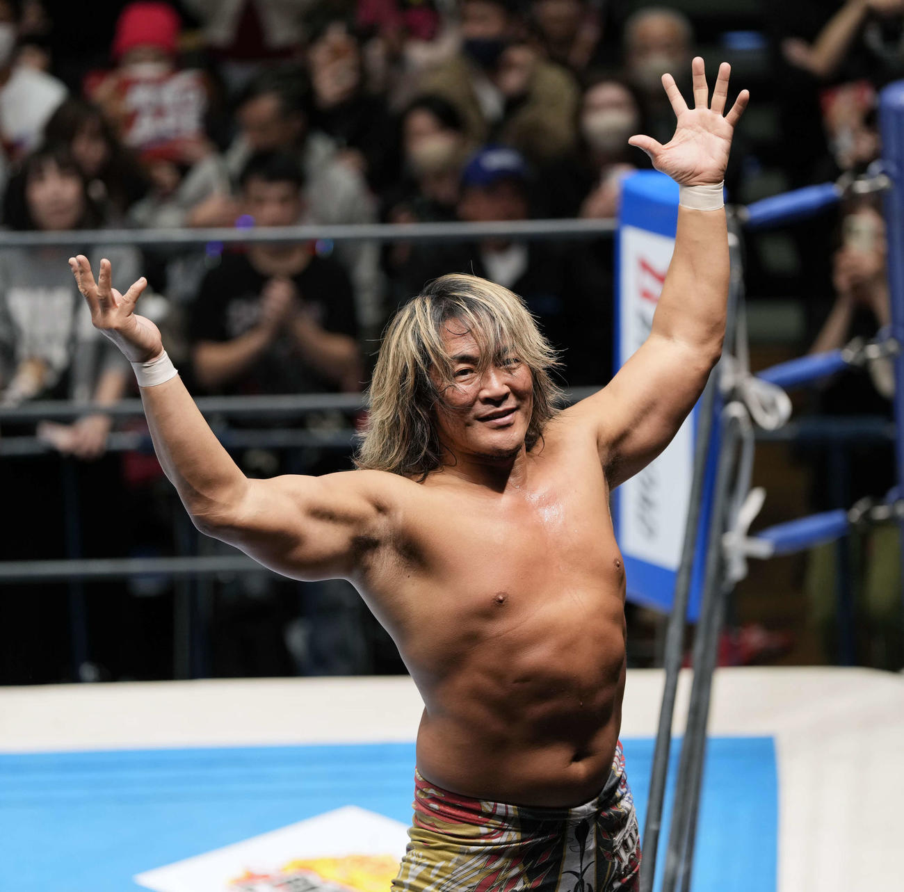 藤田に勝利しポーズする棚橋（撮影・小島史椰）