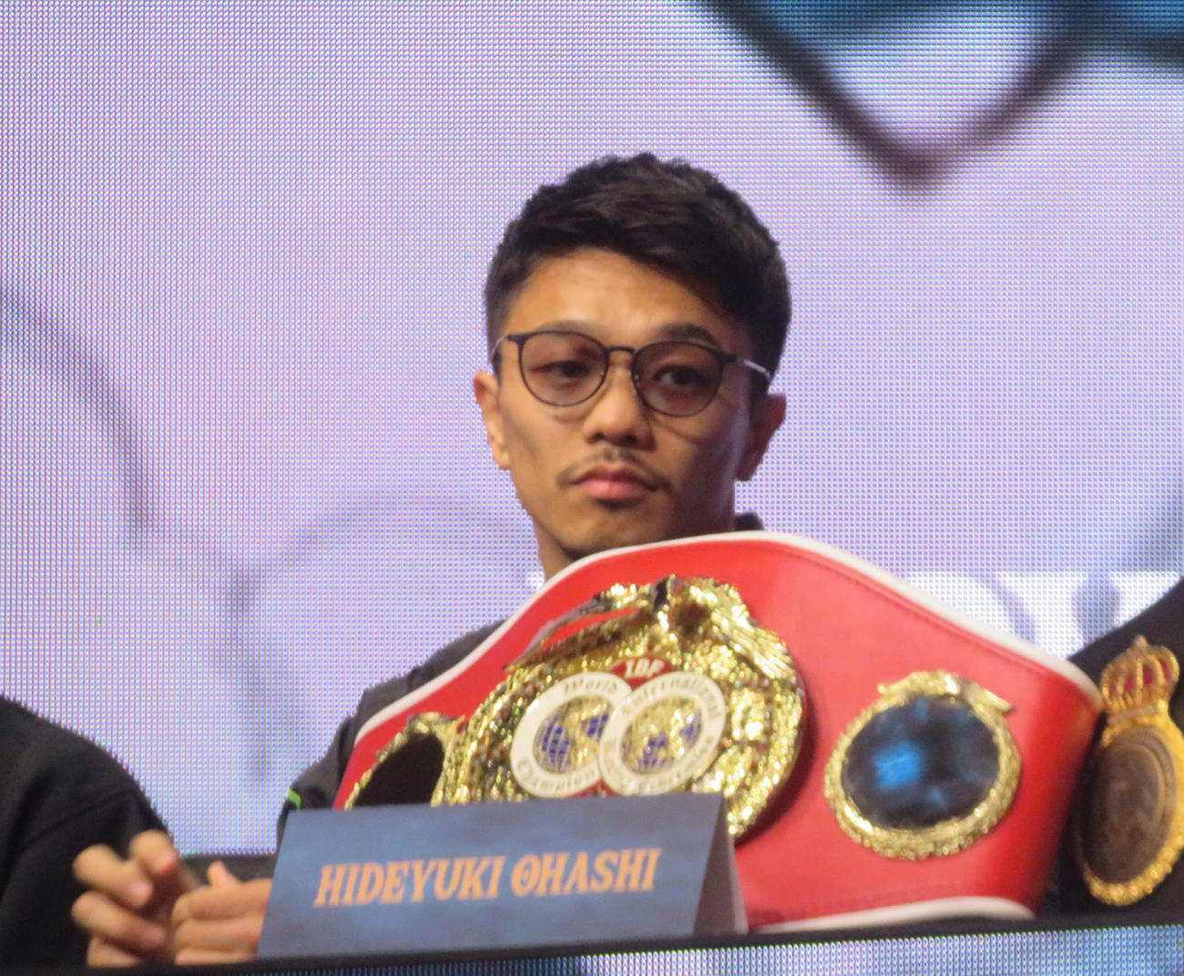 大会公式会見に姿をみせたWBA、WBC、WBO世界スーパーバンタム級1位中谷潤人