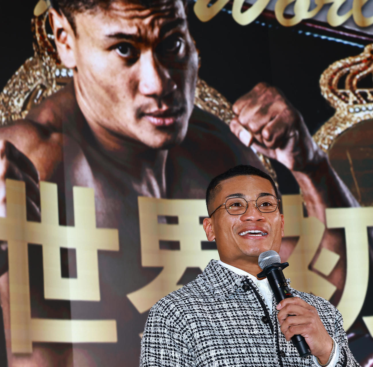 米ラスベガスでWBA世界スーパーライト級タイトルマッチを行うことを発表した平岡アンディ（撮影・野上伸悟）