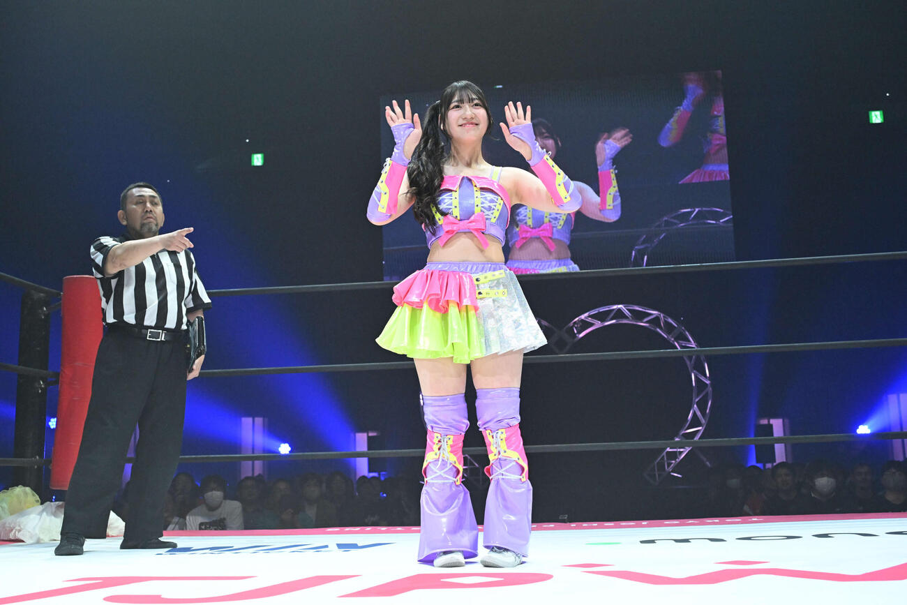 練習生として加入することが発表されたさとうもも（C）東京女子プロレス
