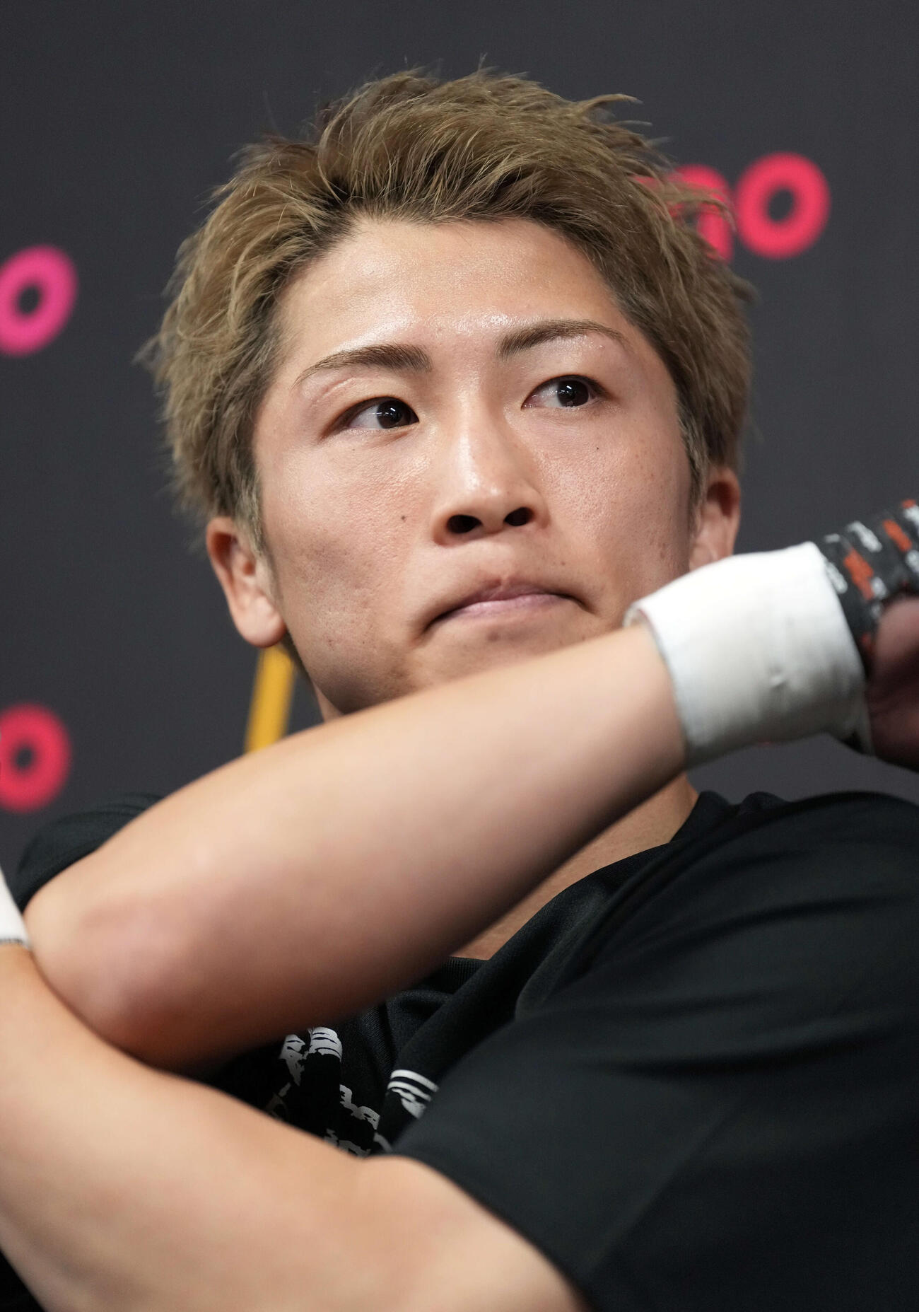 練習前、会見に臨んだ井上尚弥＝2026年4月20日