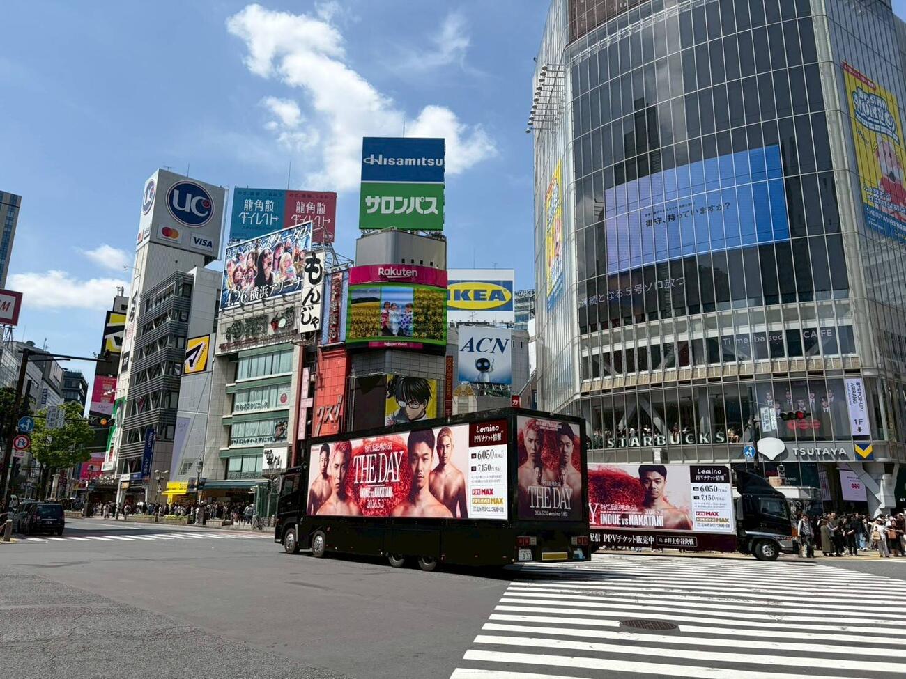 全国主要都市で走っている5月2日、東京ドームで開催される井上尚弥－中谷潤人戦のアドトラック（セカンドキャリア提供)
