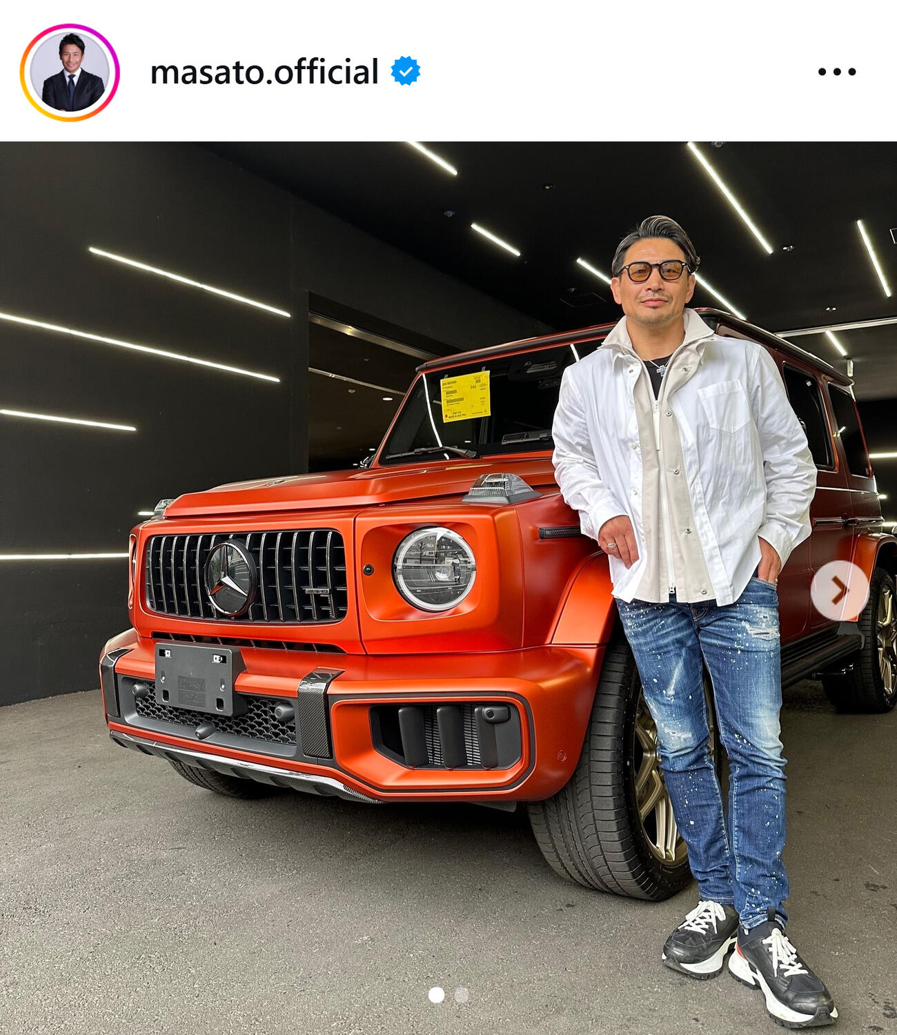 納車された高級車（魔裟斗のインスタグラムから）