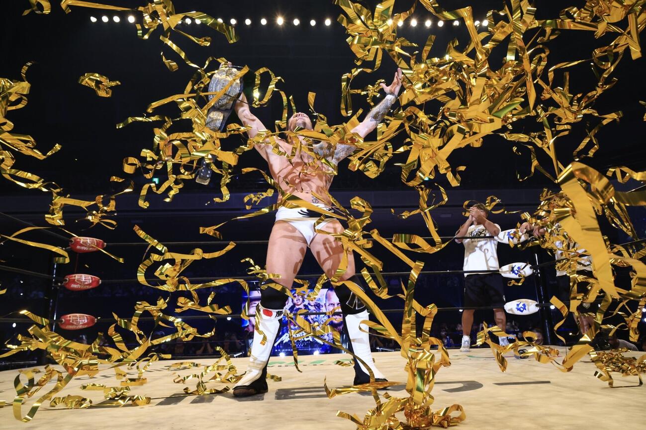 GHCヘビー級王座を戴冠したシェイン・ヘイスト（C）プロレスリング・ノア