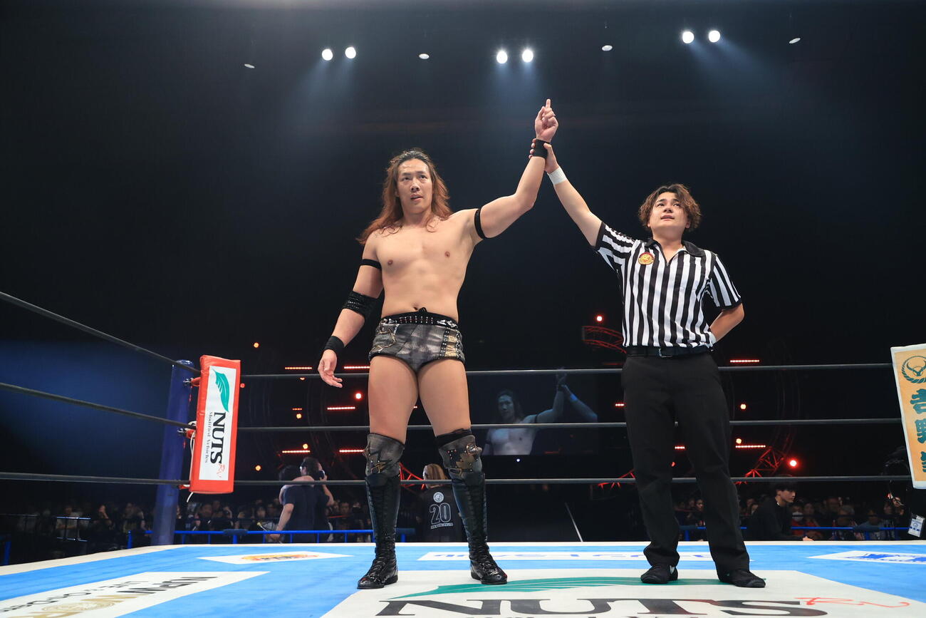 TV王座を防衛したKONOSUKE TAKESHITA（C）新日本プロレス