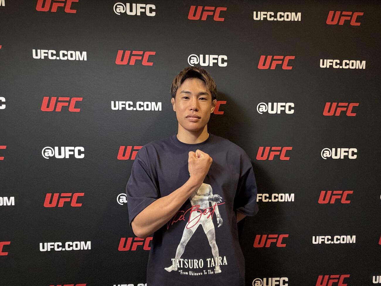 9日（日本時間10日)にUFCフライ級王者ジョシュア・ヴァンに挑戦する同級3位平良達郎がメディデーに参加（C）ZuffaLLC／UFC
