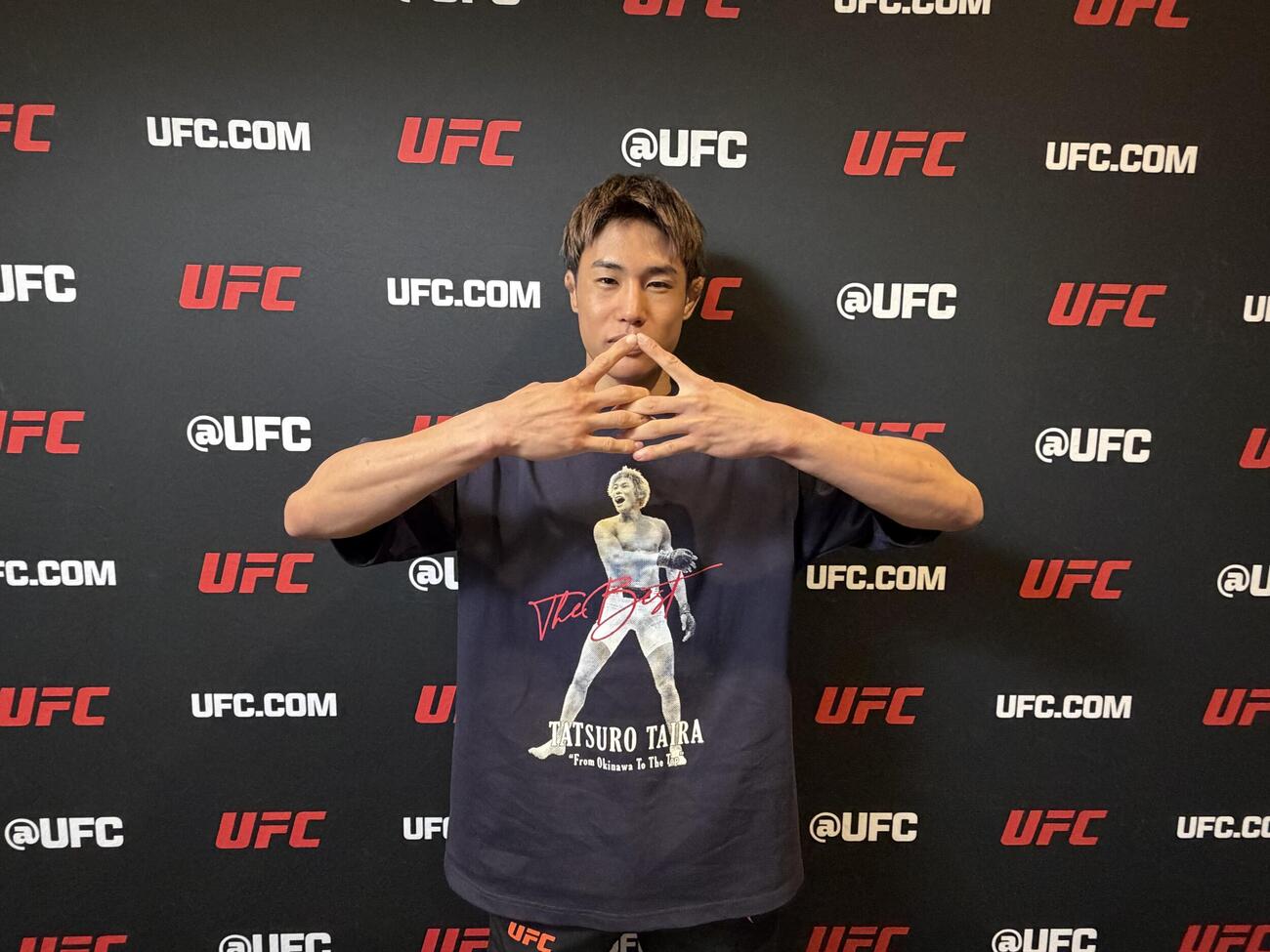 9日（日本時間10日)にUFCフライ級王者ジョシュア・ヴァンに挑戦する同級3位平良達郎がメディデーに参加（C）ZuffaLLC／UFC
