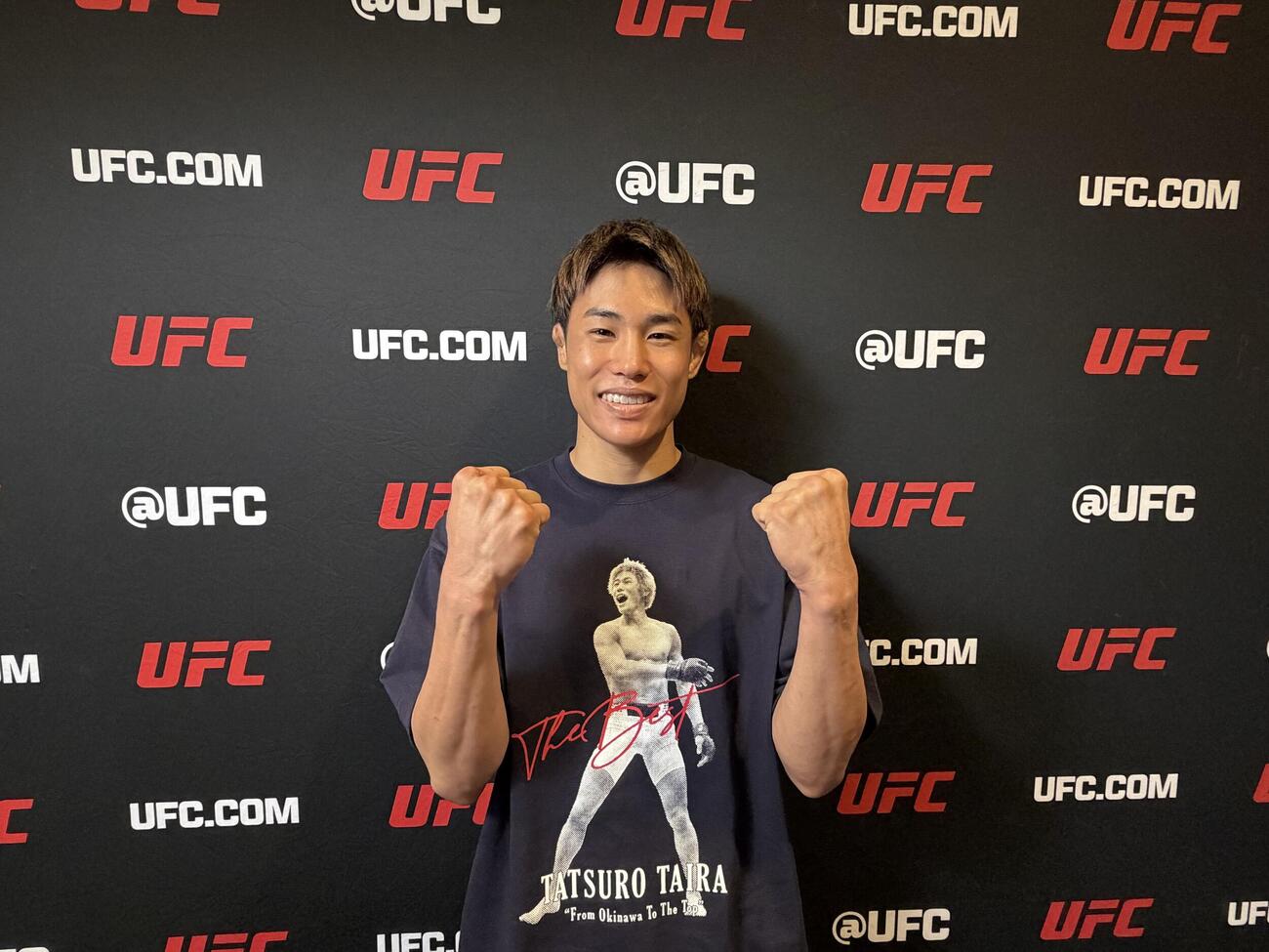 9日（日本時間10日)にUFCフライ級王者ジョシュア・ヴァンに挑戦する同級3位平良達郎がメディデーに参加（C）ZuffaLLC／UFC
