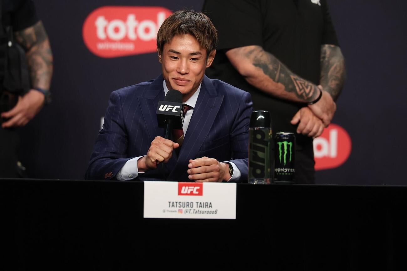 UFCフライ級王座挑戦に向け、試合前会見に臨んだ同級3位平良達郎（C）ZuffaLLC／UFC