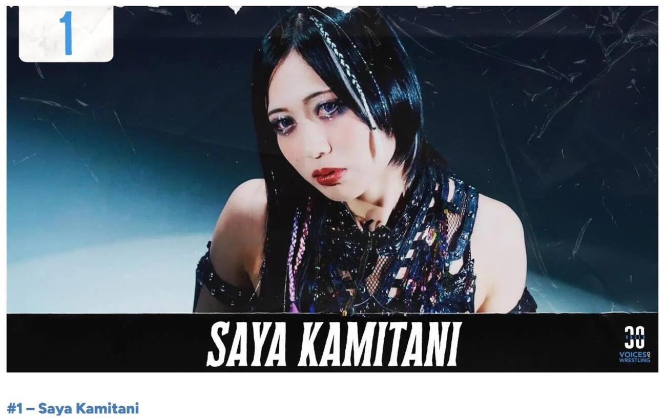 米プロレスメディア選出の30歳未満のレスラーベスト30で上谷沙弥が1位に選ばれた