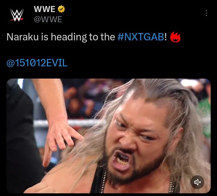 NXT王座挑戦者決定戦を制した旧EVELことNARAKU（WWE公式Xから）