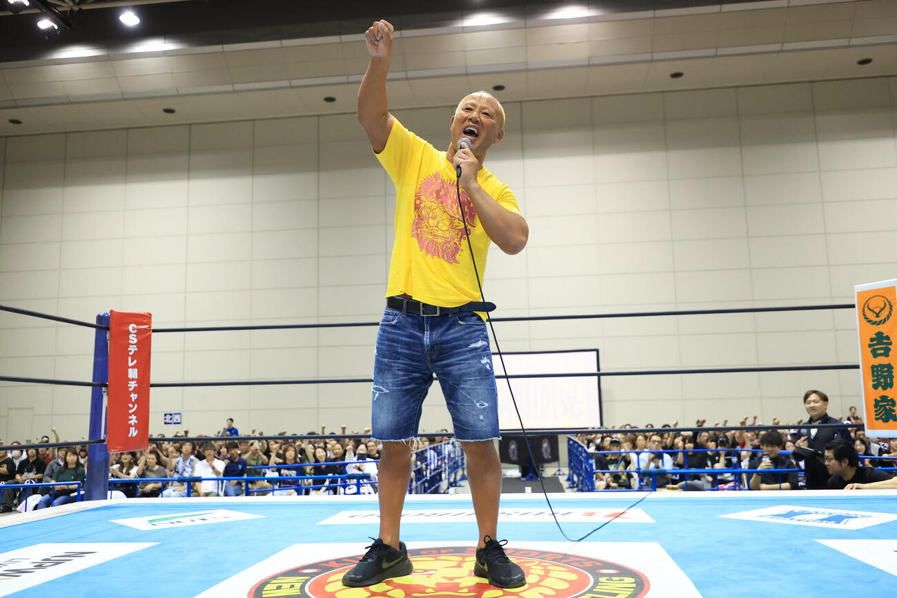 地元山形で引退を発表した本間朋晃（C）新日本プロレス