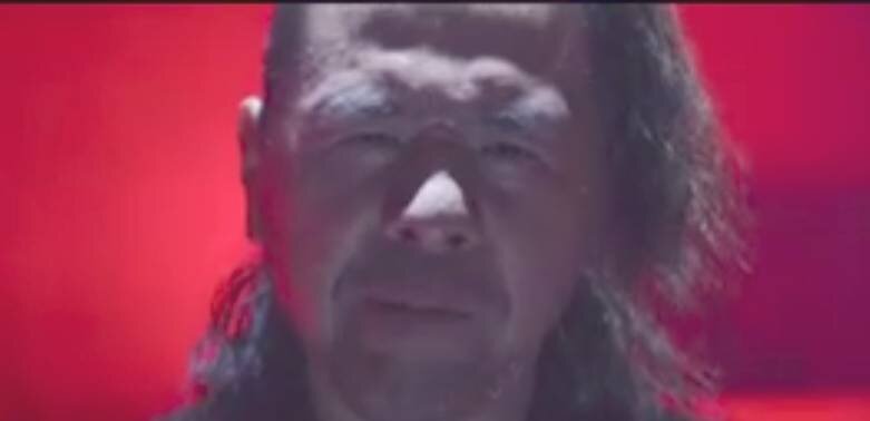 WWEスマックダウン大会に映像で登場した中邑真輔（C）AbemaTV，Inc.