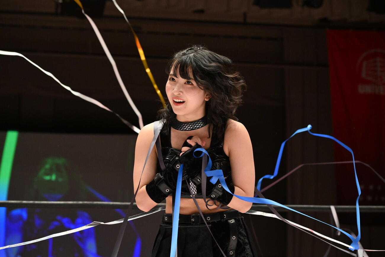 自力初勝利を挙げた神嵜志音（C）東京女子プロレス