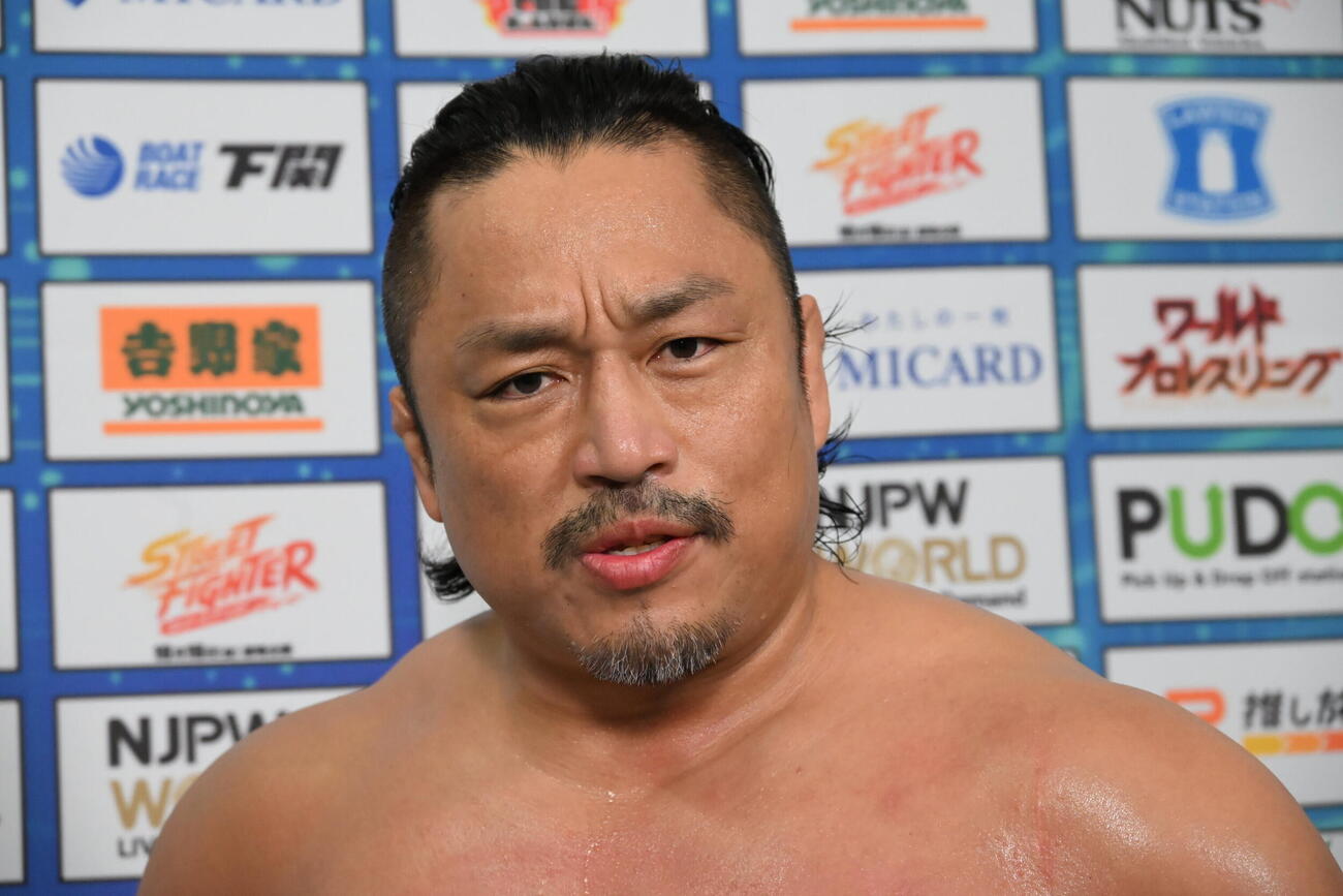 自分たちが勝ったら「あの夫婦の仲はどうなってしまうのか」と不穏なコメントを残した後藤洋央紀（C）新日本プロレス