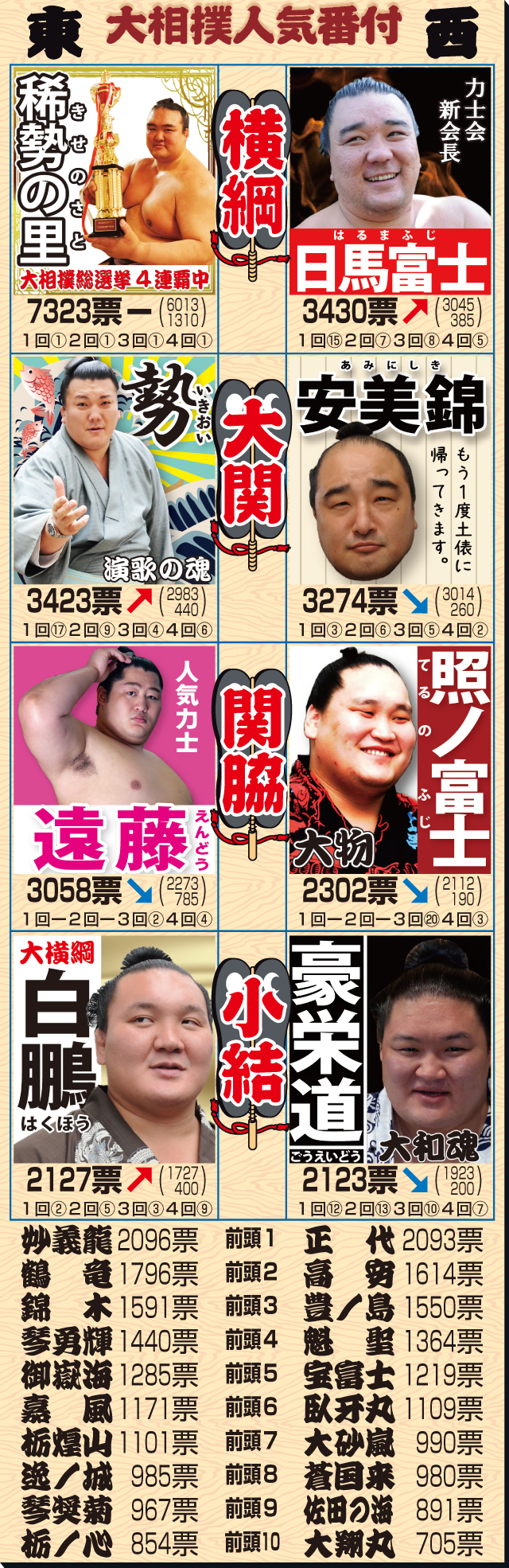 第５回大相撲総選挙結果 大相撲 日刊スポーツ