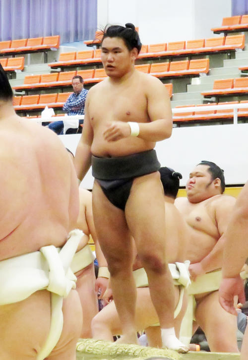 自身初めて巡業に参加した豊昇龍（撮影・佐藤礼征）
