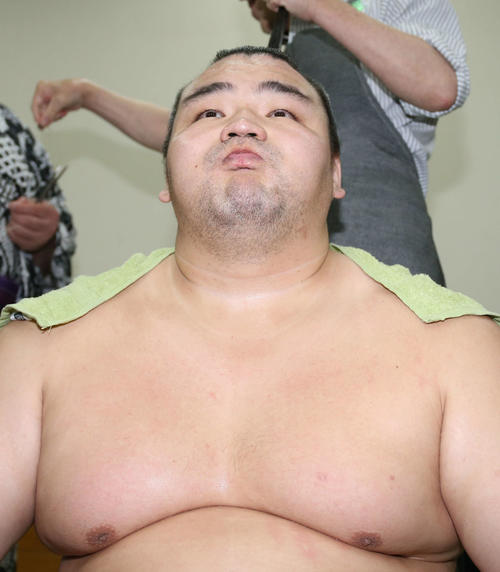 記者の質問に答える鶴竜（撮影・河田真司）