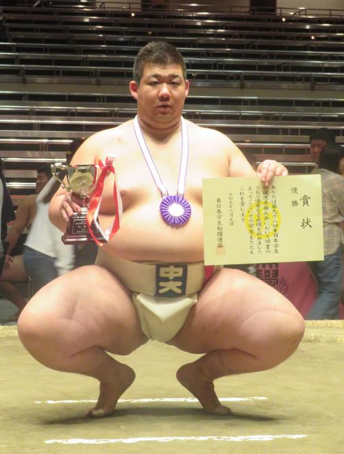 東日本学生選手権で個人団体2冠を達成した中大4年の田中（撮影・佐藤礼征）