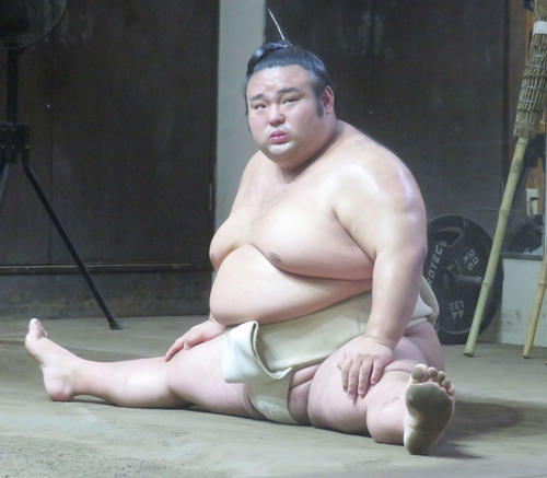 名古屋場所に向けて稽古を再開した貴景勝（撮影・佐藤礼征）