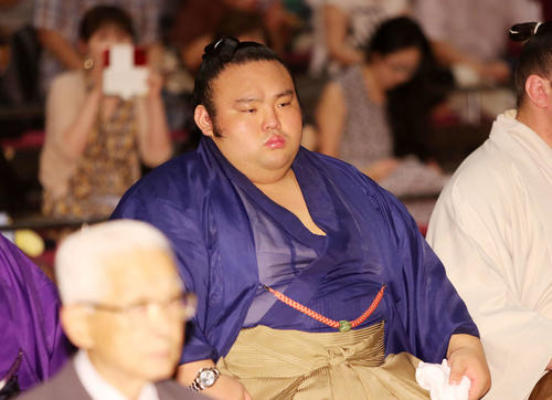 土俵祭りに出席した貴景勝（撮影・鈴木正人）