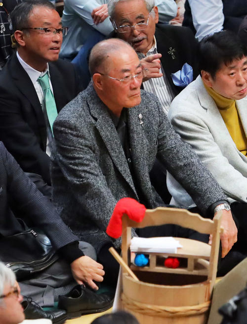 大相撲観戦する張本勲氏（撮影・河田真司）