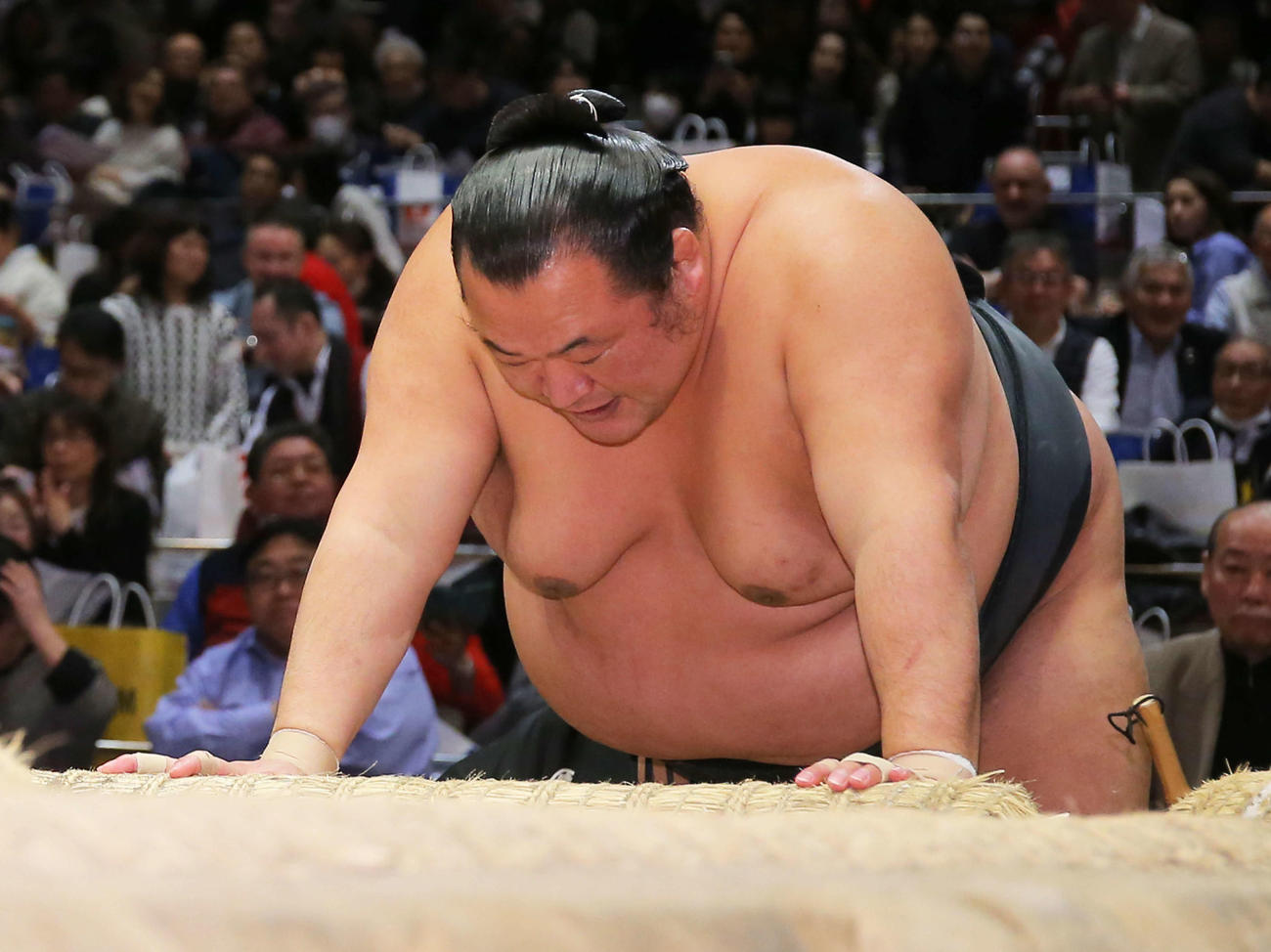貴源治に敗れ土俵に両手をつく豊ノ島（撮影・河田真司）