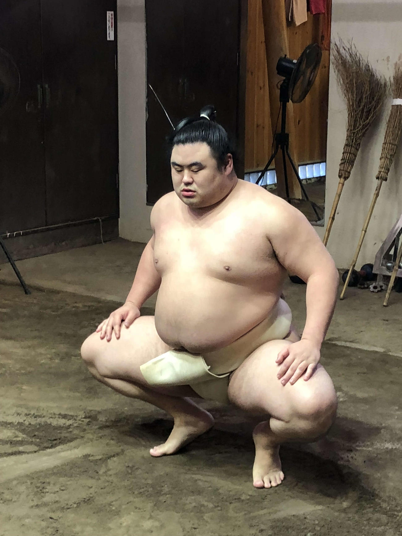 都内の千賀ノ浦部屋で稽古を行う隆の勝