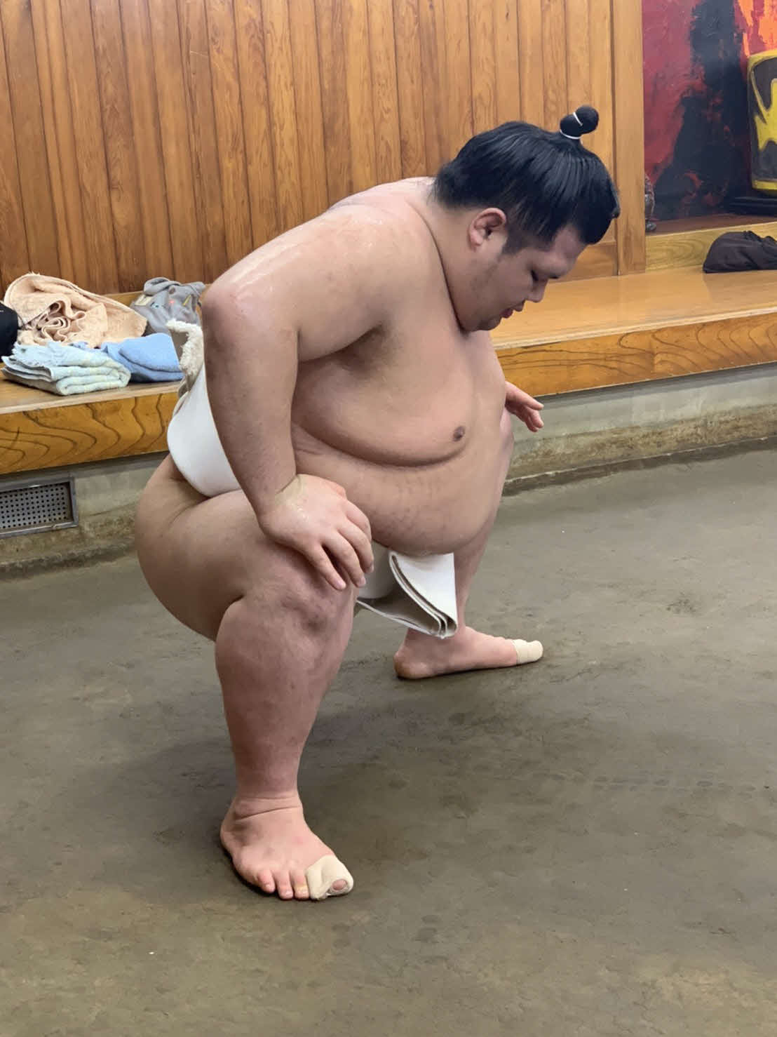千葉県内の阿武松部屋で稽古を行う阿武咲